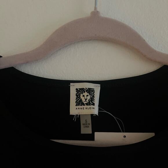 NWT Anne Klein Polka Dot Sheer Sleeves Black Blouse Small - Picture 4 of 10